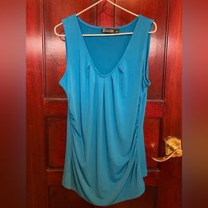 7th Avenue New York & Company Blue Blouse Pleated Front Sleeveless